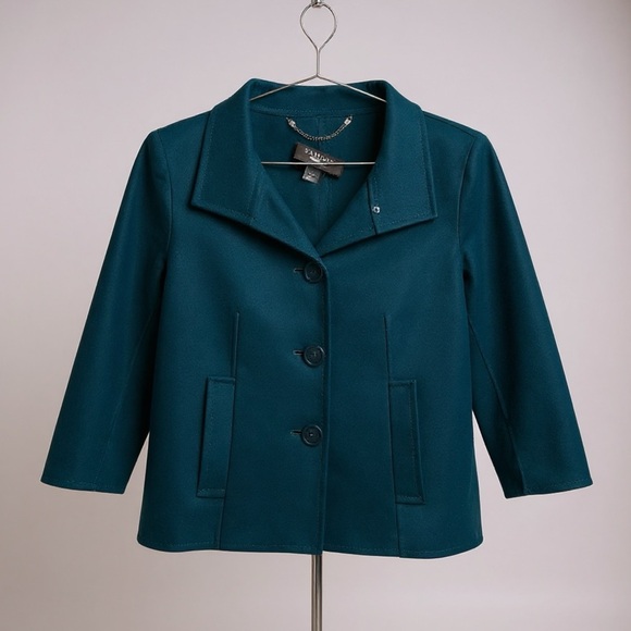 Talbots • Teal Wool Jacket Coat Blazer • Size 2 Petite • 3/4 Sleeve - Picture 1 of 13